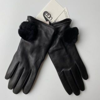 アグ(UGG)の【S】UGG アグ/レザー手袋/LEATHER POM GLOVE/BLACK(手袋)