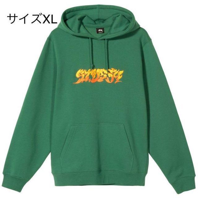 【新品】stussy スウェットパーカー　サイズXL グリーン