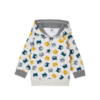 プチバトー(PETIT BATEAU)のベビー服　出産祝い　スウェット　パーカー　トレーナー　猫柄　80 ガール　ボーイ(トレーナー)