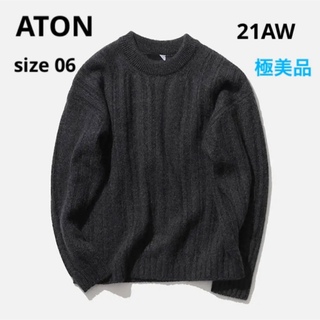 ATON - 極美品 21AW ATON モヘヤシルクシャギー クルーネックニット 06 濃灰