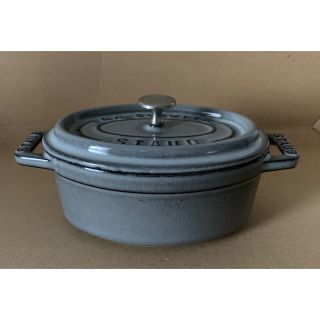 ストウブ(STAUB)のストウブ　staub ミニココット　オーバル　グレー　11センチ(鍋/フライパン)