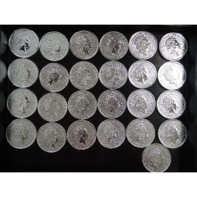 9999純銀重量ブリタニア銀貨 25枚　2022 ロイヤルミント　１オンス