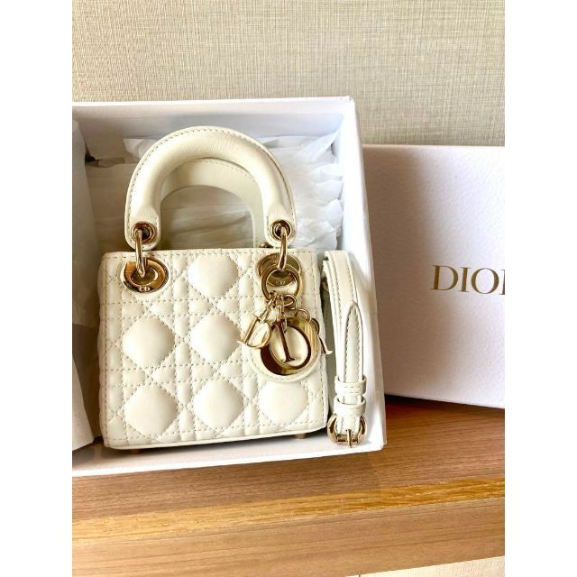 レディディオール LADY DIOR マイクロバッグ ホワイト 高評価の