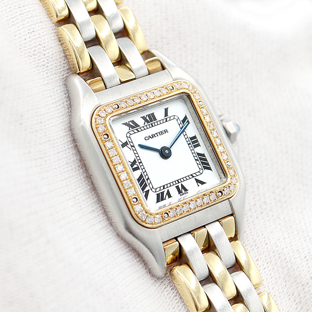 電池交換済 Cartier カルティエ パンテール SM 3ロウ ダイヤベゼル アイボリー 白 ホワイト YG イエローゴールド SS ステンレス コンビ アフターダイヤモンド レディース クォーツ【6ヶ月保証】【腕時計】【中古】 電池交換済 Cartier カルティエ パンテール SM 3ロウ ダイヤベゼル アイボリー 白 ホワイト YG イエローゴールド SS ステンレス コンビ アフターダイヤモンド レディース クォーツ【6ヶ月保証】【腕時計】【中古】