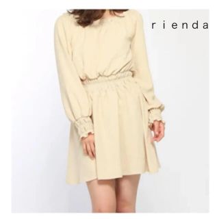 リエンダ(rienda)の定価¥7,425【新品】ｒｉｅｎｄａボリュームギャザーブラウジングOP Sサイズ(ミニワンピース)