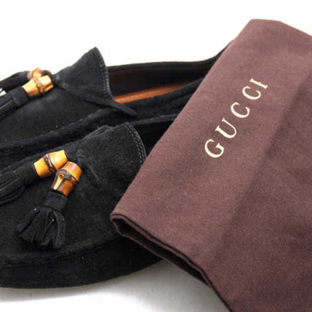 Gucci(グッチ)のグッチ／GUCCI シューズ ドライビングシューズ 靴 レディース 女性 女性用スエード スウェード レザー 革 本革 ブラック 黒  370695 タッセル レディースの靴/シューズ(スリッポン/モカシン)の商品写真