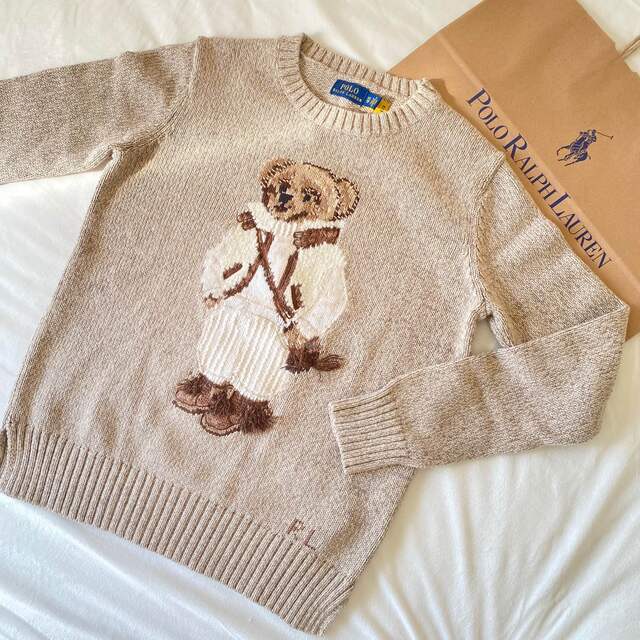 信頼 RALPH POLO LAUREN ポロラルフローレン セーター ポロベア ニット 茶色 ブラウン レディース XS ニット/セーター 