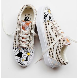 28cm 【vans】US企画　スリッポン　パッチワーク×花×チェッカー