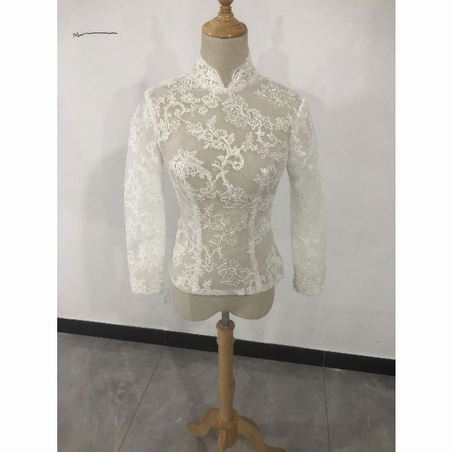 ウエディングドレス ボレロ ハイネック 3D立体レース刺繍 花嫁/ブライズメイド