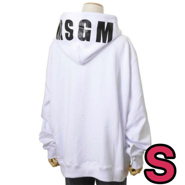 新品　MSGM フーディパーカー　S ユニセックス　オーバーサイズ　ホワイト　白