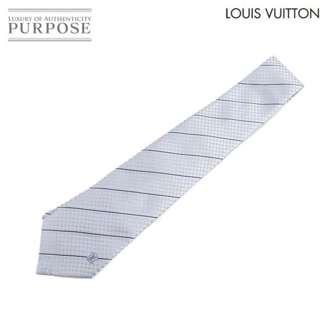 未使用 展示品 ルイ ヴィトン LOUIS VUITTON クラヴァット エク 8CM ネクタイ シルク 100％ ブルーシエル M78756 Ecu Tie