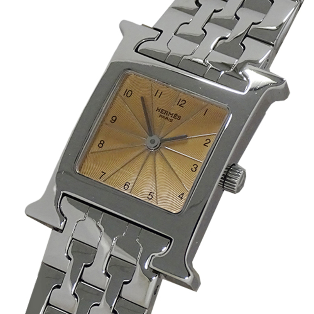 愛用 Hermes HH1.210 SS ステンレス クオーツ Hウォッチ 時計 エルメス