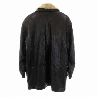 VIA NUOVA PELLE レザージャケット コート 羊革 襟ボア 52 黒
