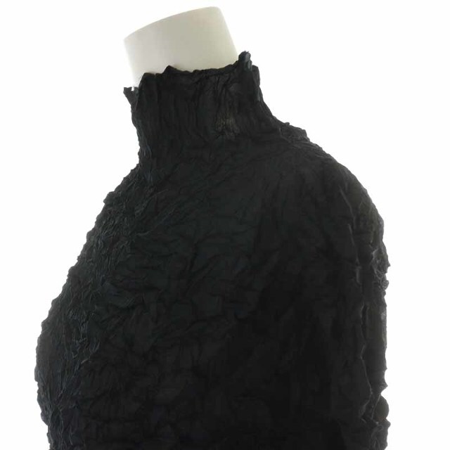 ISSEY MIYAKE カットソー ハイネック シワ加工 長袖 M 黒 ISSEY MIYAKE カットソー ハイネック シワ加工 長袖 M 黒