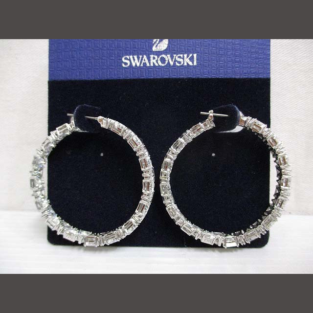 スワロフスキー SWAROVSKI フープ ピアス シルバー色 クリスタル - ピアス