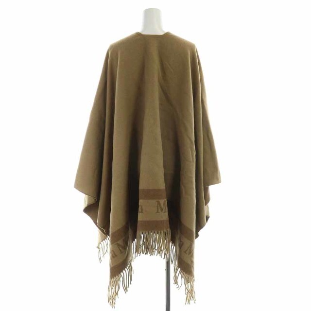 Max Mara Studio ポンチョ ケープ マント ウール フリンジ ロゴ | www