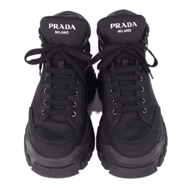 美品 プラダ PRADA ナイロン ブーツ キャンバス ロゴ シューズ 靴 メンズ  6(25cm相当) ブラック