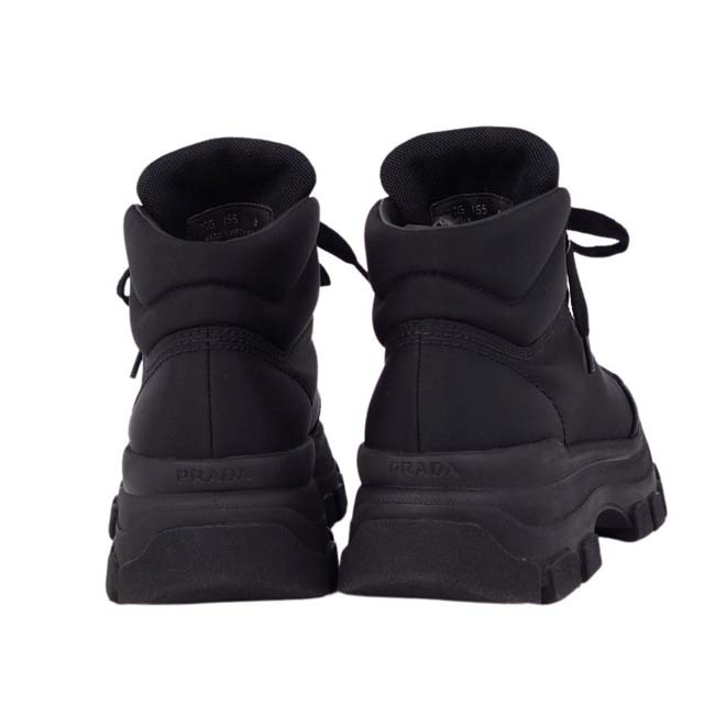 美品 プラダ PRADA ナイロン ブーツ キャンバス ロゴ シューズ 靴 メンズ  6(25cm相当) ブラック