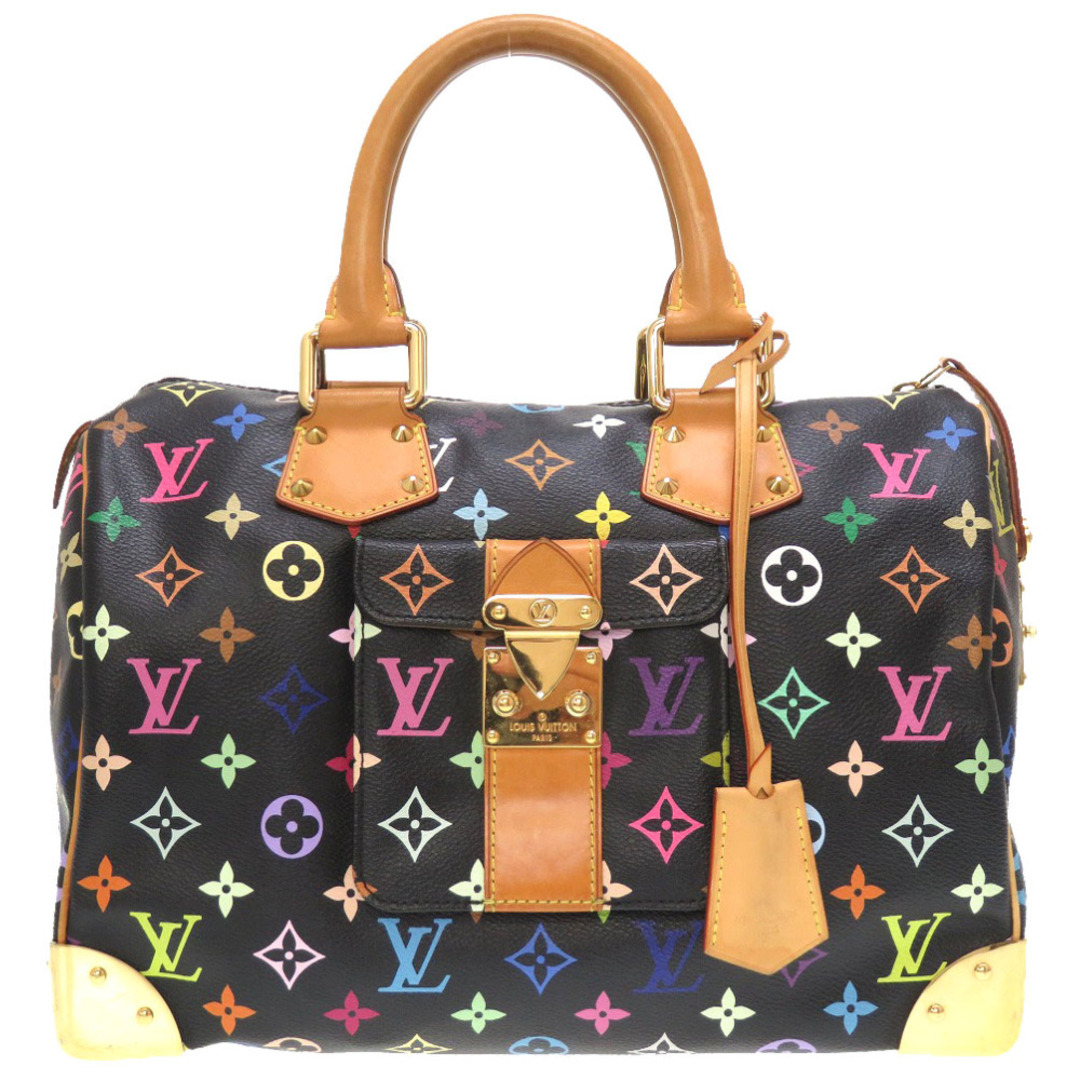 ルイ ヴィトン モノグラム マルチカラー スピーディ30 ノワール M92642 ハンドバッグ バッグ 黒 LV 0076  LOUIS VUITTON