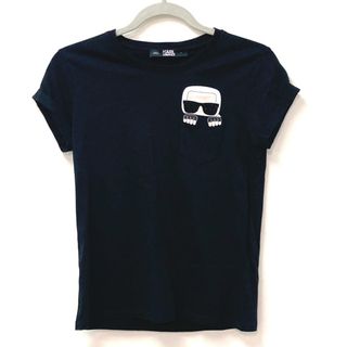 カールラガーフェルド(Karl Lagerfeld)のカール・ラガーフェルド Karl Lagerfeld ラインストーン アパレル Tシャツ トップスその他 コットン ブラック(タイツ/ストッキング)