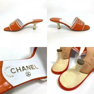 CHANEL - シャネル CHANEL 刺繍 ロゴ ミュール サンダル キャンバス
