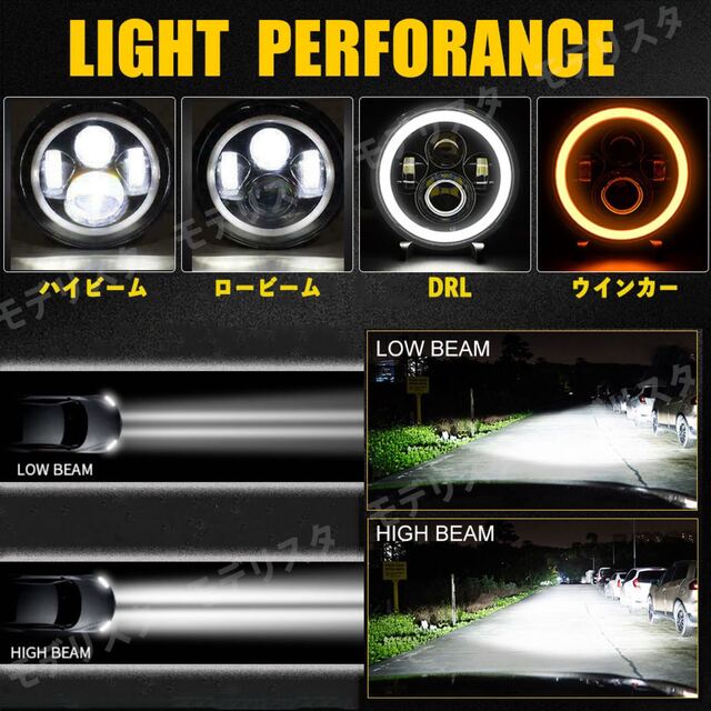 LED 7インチ ヘッドライト H4 イカリング プロジェクター jeep 2個