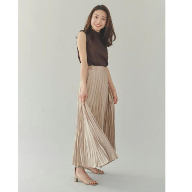 870cmウエストゴムあがり新品Three-Dimentional Pleats Skirt＊送料込み