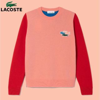 ラコステ(LACOSTE)の新品*現行品*フランス製■ラコステ■バイカラー・エシカルウールニット■桃38(ニット/セーター)