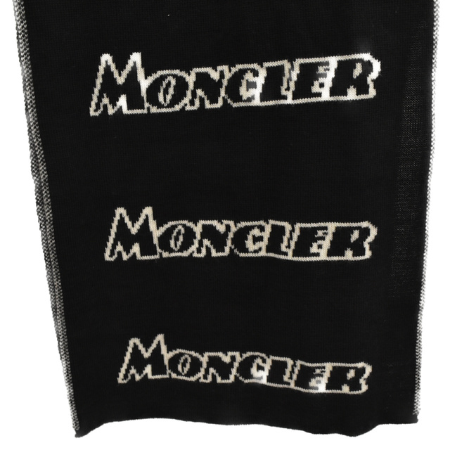 MONCLER モンクレール SCIARPA ロゴ ロング マフラー ストール ウール ユニセックス ブラック/ホワイト E20919903000 A9054