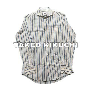 タケオキクチ(TAKEO KIKUCHI)の[日本製] TAKEO KIKUCHI カッタウェイ襟　ストライプ(シャツ)