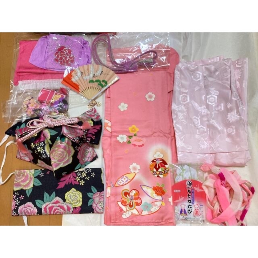 七五三　正絹　7歳　ほぼフルセット キッズ/ベビー/マタニティのキッズ服女の子用(90cm~)(和服/着物)の商品写真