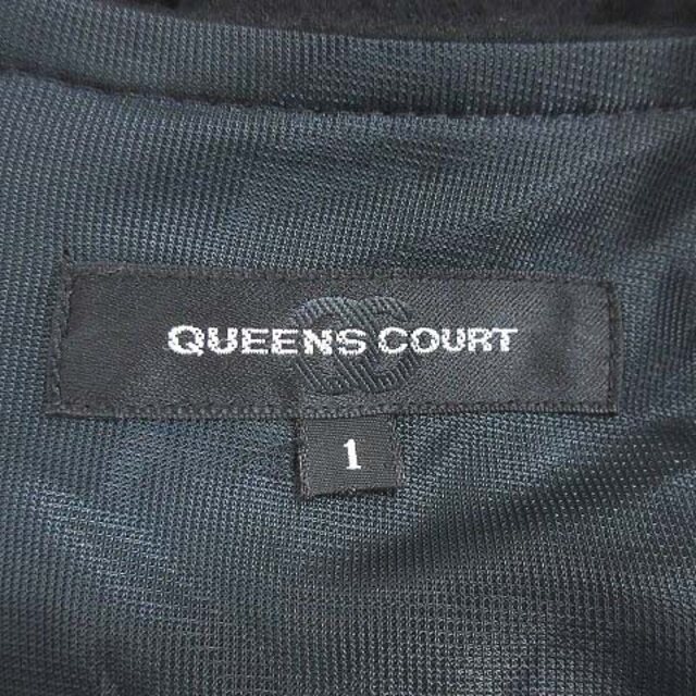 QUEENS COURT(クイーンズコート)のクイーンズコート ワンピース ひざ丈 五分袖 ウール 1 黒 ブラック レディースのワンピース(ひざ丈ワンピース)の商品写真