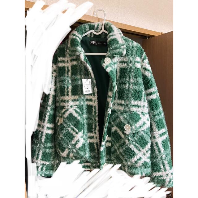 ZARA - 値下げ ZARA グリーンチェックボアジャケットの通販 by ZARA - 値下げ ZARA グリーンチェックボアジャケットの通販 by
