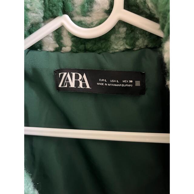 ZARA(ザラ)の値下げ　ZARA グリーンチェックボアジャケット レディースのジャケット/アウター(その他)の商品写真