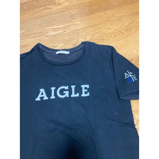 エーグル(AIGLE)のAIGLEエーグル　半袖Tシャツ　Sサイズ　黒ブラック　ロゴ刺繍(Tシャツ/カットソー(半袖/袖なし))