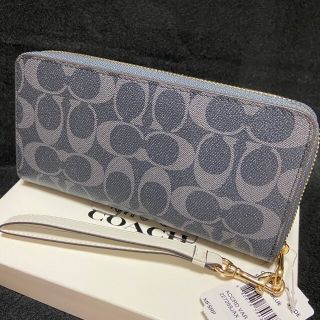 コーチ COACH 長財布 デニム シグネチャー ネイビー系 良品・