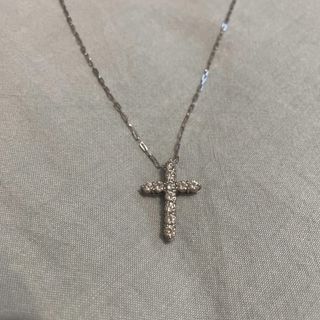 1ct 刻印あり　プラチナ　クロス　ダイヤモンドネックレス　K18WGチェーン