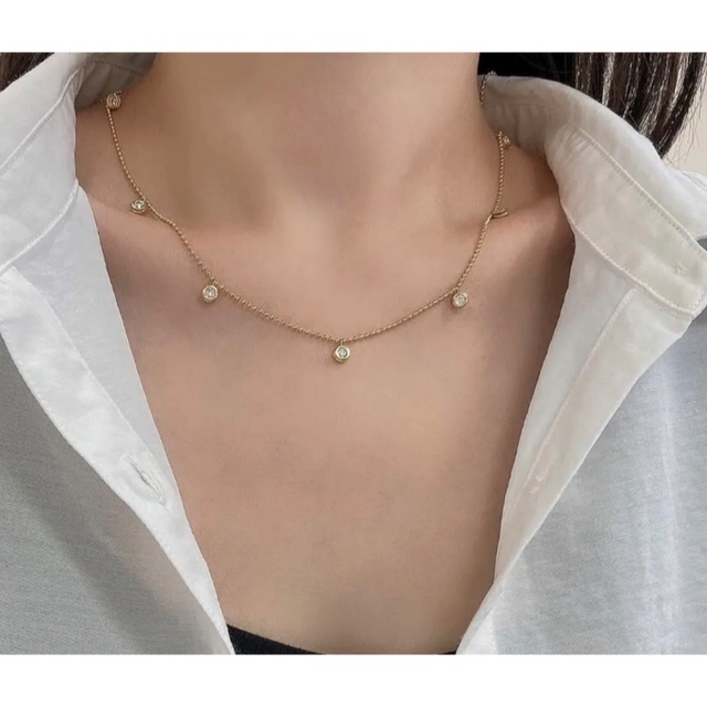 11g以上✨キラッキラ✨天然ダイヤモンドステーションネックレス K18YG
