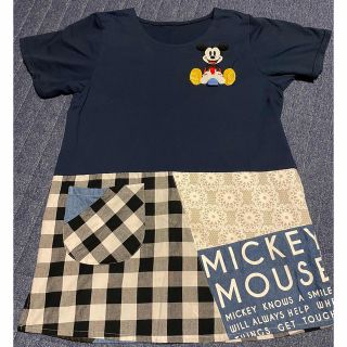 ディズニー(Disney)のミッキー半袖エプロン　ネームホルダー付　フリーサイズ(その他)