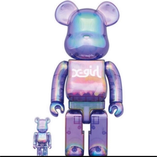 その他BE@RBRICK X-girl CLEAR PURPLE 100%&400%