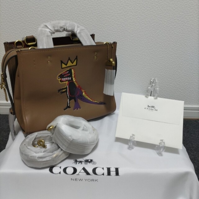 COACH コーチ ベージュ 2way シグネチャー トート 恐竜 バスキア