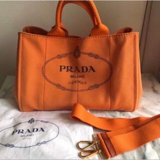 春新作の PRADA - プラダ カナパ オレンジ PRADA 正規品 トートバッグ