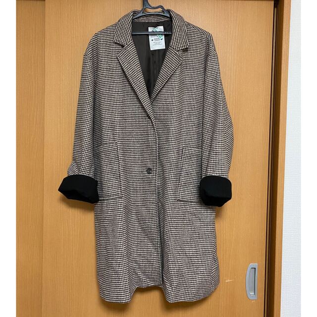 美品】 クリーニング済み! 千鳥柄 チェック柄 チェスターコート