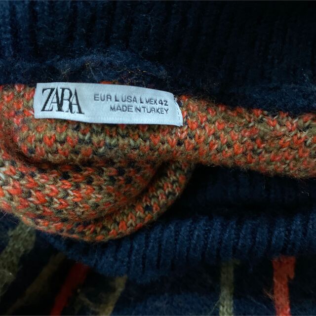 ZARA(ザラ)のZARA タートルネック　ニット　マルチカラー　毛羽立ち加工　L メンズのトップス(ニット/セーター)の商品写真