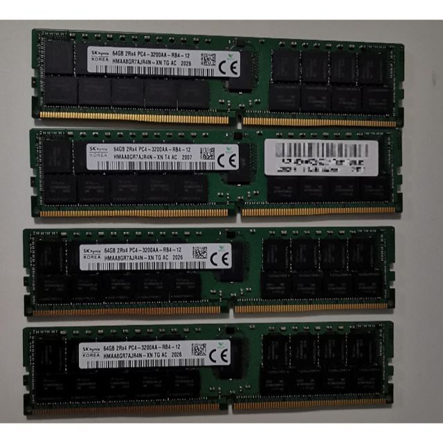 ECC-DDR4メモリ256GB（64GBx4枚）