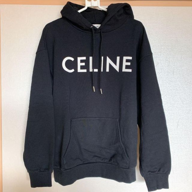 Celine セリーヌ ロゴ入り スウェット パーカー 黒 XS レディース