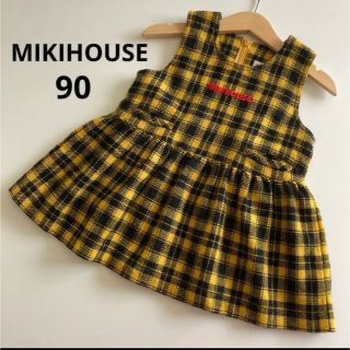 ミキハウス(mikihouse)のミキハウス　ニット　チェック　ワンピース　ジャンパースカート　秋　冬　ファミリア(ワンピース)