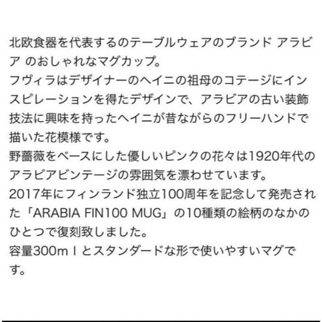 ARABIA(アラビア)のアラビア  フヴィラ Huvila マグカップ 300ml インテリア/住まい/日用品のキッチン/食器(グラス/カップ)の商品写真