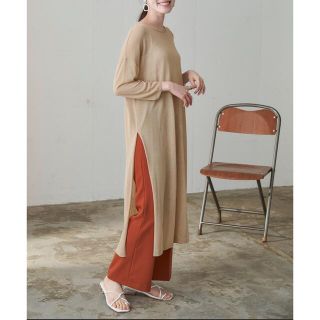 Chaco closet オーバーサイズ シアーニット スリット入り ワンピース(ロングワンピース/マキシワンピース)