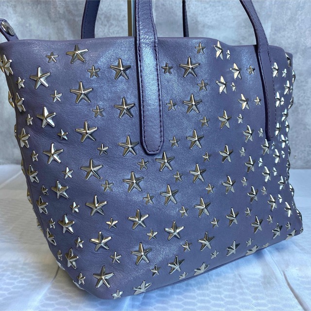 美品】JIMMY CHOO SOFIA/S パープル スタッズ ハンドバッグ-